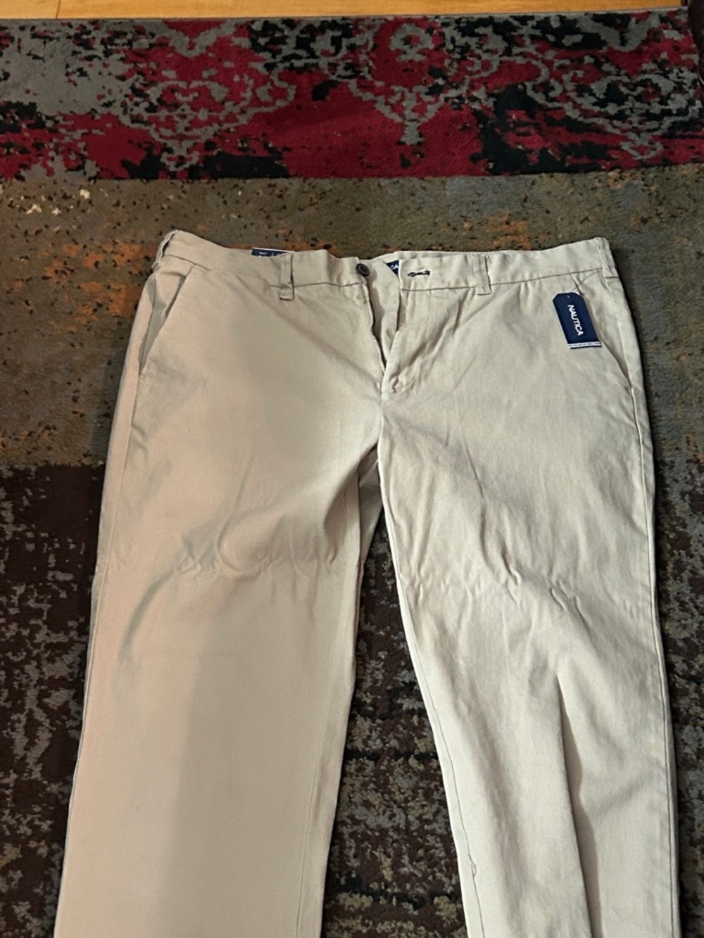 NWT Nautica Men's Beige Chino Pants - Classic Straight Fit - Picture 2 of 8